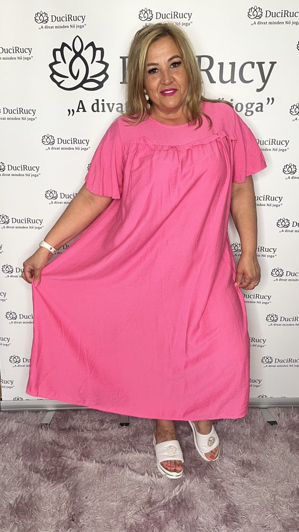 Extra nagy méretű lenge maxi ruha pillangó újjal pink színben - Image 2