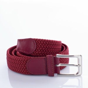 Fonott gumis farmeröv nagy ezüst csattal bordó színben