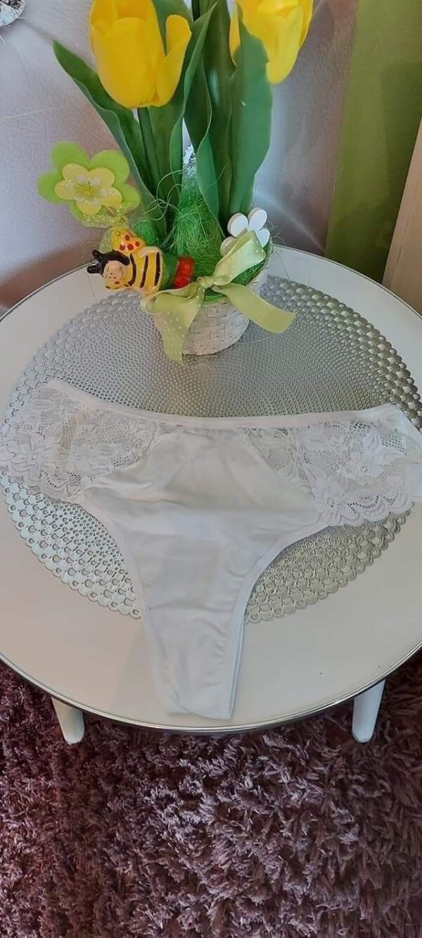 Török minőségi pamut és csipke magasderekú tanga fehér színben