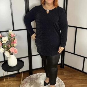 Lengyel lurex, csepp kivágású alkalmi felső sötétkék színben