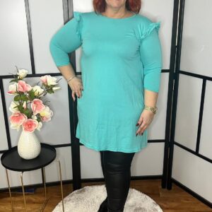 Fodros vállú, A vonalú pamut tunika menta színben