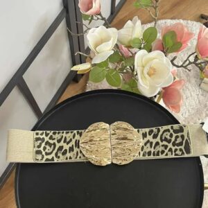 Gumis, elején bézs-arany ocelot mintás rugalmas öv