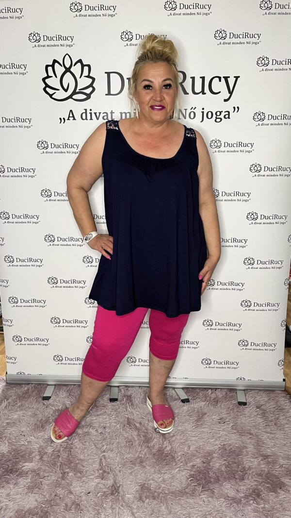 Olasz nagyméretű 3/4-es pamut leggings magasított derékrésszel pink színben - Image 2