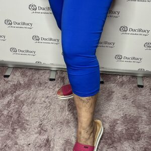 Olasz nagyméretű 3/4-es pamut leggings magasított derékrésszel királykék színben