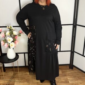 Szuper divatos, flitterrel díszített pamut maxi ruha