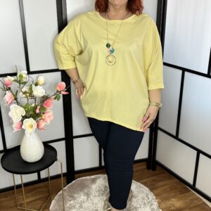 Prémium minőségű, olasz pamut anyagú, denevér ujjú felső ajándék nyaklánccal vanília színben