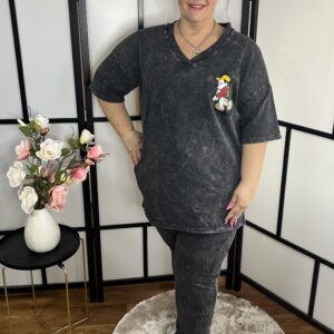 MICKEY EGÉR mintás kétrészes pamut szabadidő szett grafit színben