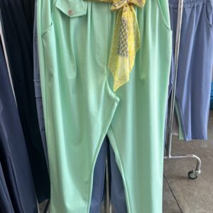 Selyem sál övvel díszített nadrág sötétkék színben