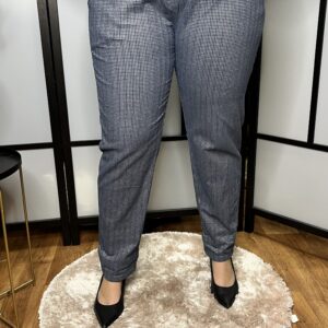 Különleges alkalmi csillámos nadrág gumis derékrésszel kék-ezüst színben