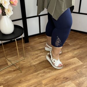 Török pamut csipkés halász leggings sötétkék színben