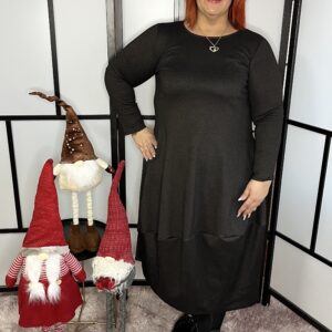 Olasz prémium kategóriás anyagból készült, hagyma fazonú, kerekített ruha csokibarna színben