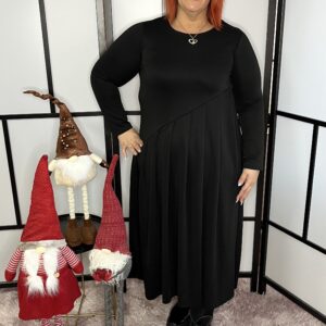 Egyedi és különleges prémium minőségű olasz pamut ruha alul pliszírozott résszel fekete színben