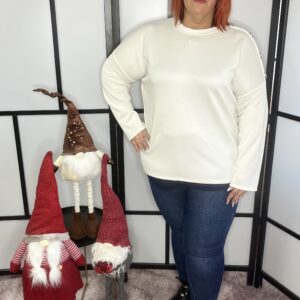 Szuper pamut anyagból készült, vállán ezüst gombokkal díszített felső fehér színben