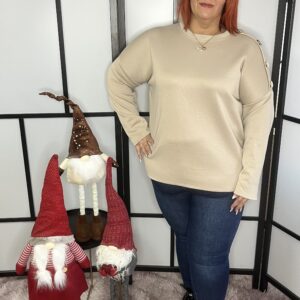 Szuper pamut anyagból készült, vállán ezüst gombokkal díszített felső bézs színben