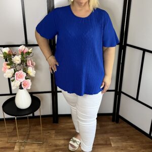 Különleges elől ráncolt anyagú egyméretes olasz felső BOMBA ÁRON királykék színben