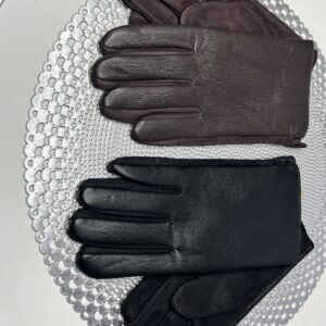 Nagyméretű műbőr-velúr kombinációjú unisex kesztyű fekete színben