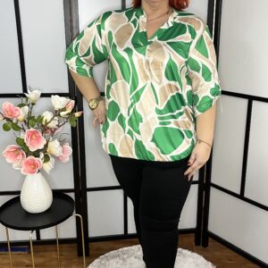 Hidegselyem anyagú, alul gumis folt mintás felső zöld színben