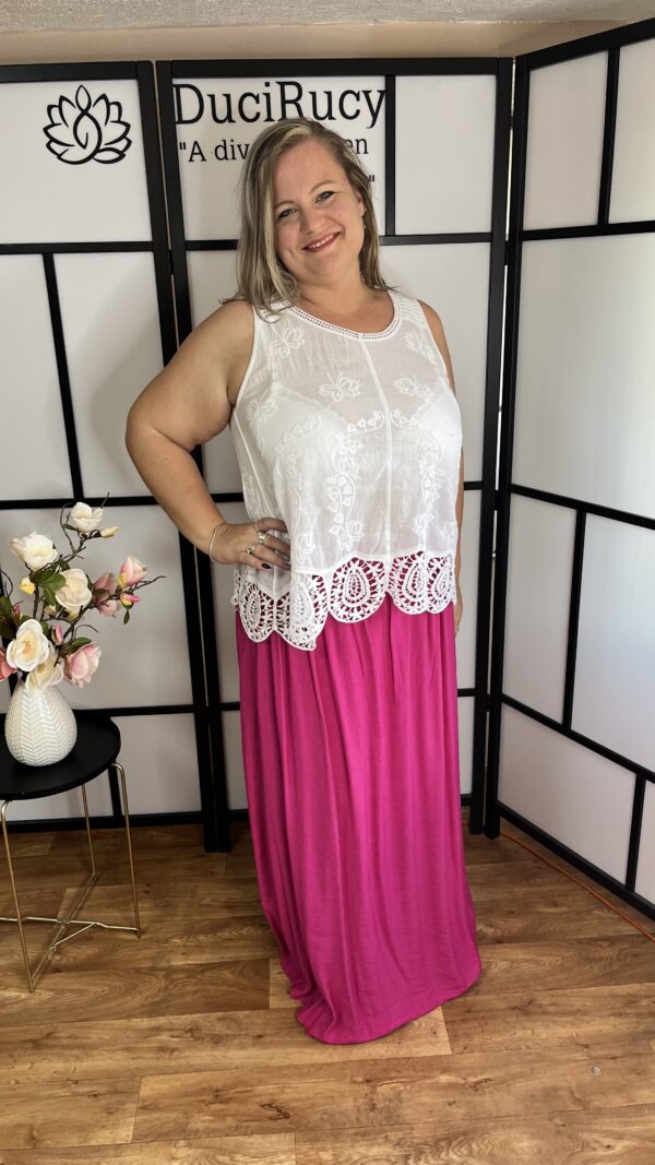 Olasz, vászon maxi szoknya pink színben - Image 2