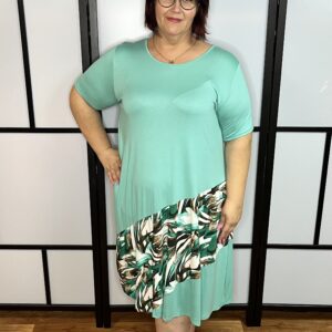 Pamut ruha keresztbe jégselyem mintás betéttel menta színben