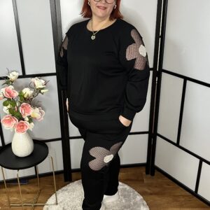 Olasz necc betétes pamut együttes fekete színben