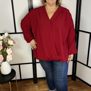 Gumis aljú, extra méretű átlapolt fazonú csodás blúz bordó színben