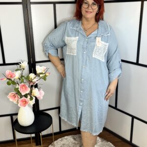 Fantasztikus, könnyed és légies anyagú farmer ingruha sötétkék színben