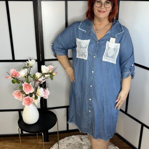 Fantasztikus, könnyed és légies anyagú farmer ingruha sötétkék színben