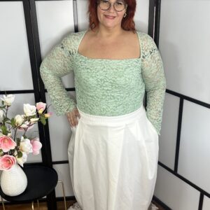 Gyönyörű, kétrétegű csipke body menta színben